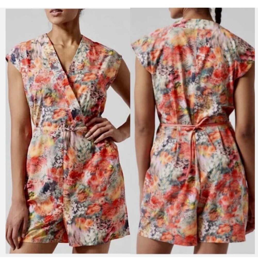 Athleta Marlow V-Neck Romper in Renewed Bloom Floral Pattern - SP